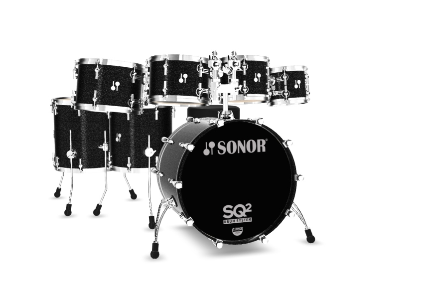 Sonor SQ2 Black Sparkle 7 Pce Drum Kit, Shell Pack 1041667-2